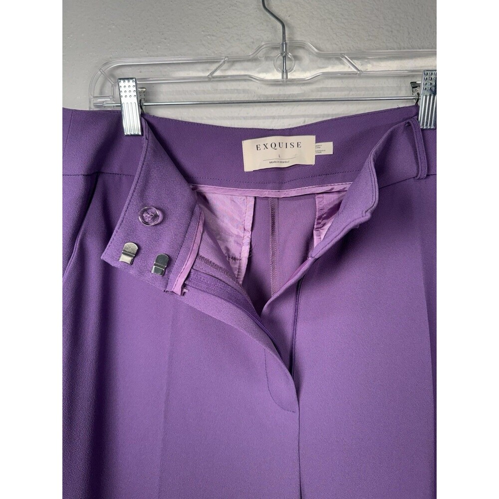 Exquise Anthropologie Women’s Wide Leg Lilac Purple Pants Trousers Size Large - Picture 4 of 14